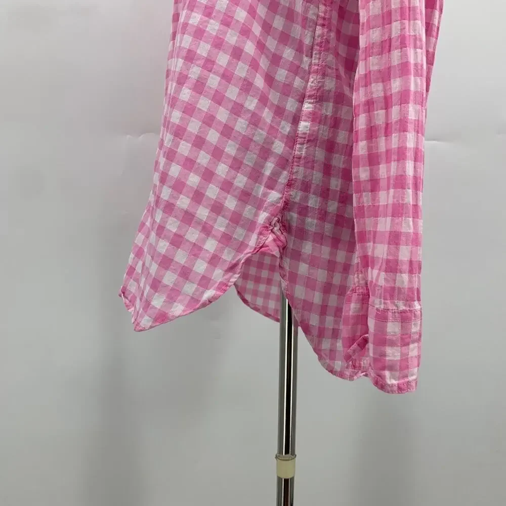 J Crew Shirt Womens 6 Pink White Boy Gingham Check Button Up Long Sleeve Top